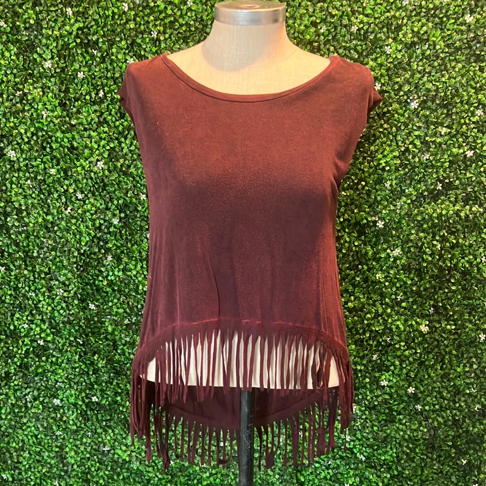 Black Bead Sz L Fringe Muscle Tank